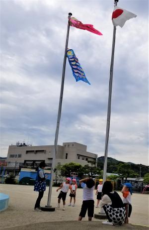 こいのぼりを見る画像