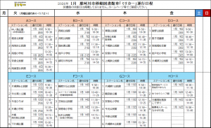 1月運行カレンダー