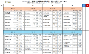 ミリカーカレンダー4月